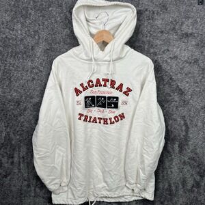 Vintage 90s Alcatraz Triathlon Hoodie Crazy Shirts Hawaii White USA Medium